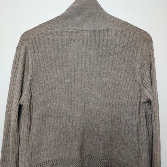 Seduction Open Front Cardigan with Vertical Ribbing Shawl Style Collar Small - Picture 5 of 10